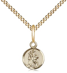 [2343GF/18G] 14kt Gold Filled Saint Christopher Pendant on a 18 inch Gold Plate Light Curb chain