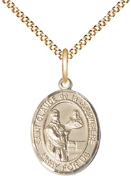 [8432GF/18G] 14kt Gold Filled Saint Claude de la Colombiere Pendant on a 18 inch Gold Plate Light Curb chain