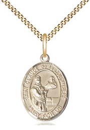 [8432GF/18G] 14kt Gold Filled Saint Claude de la Colombiere Pendant on a 18 inch Gold Plate Light Curb chain