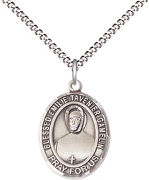 [8437SS/18S] Sterling Silver Blessed Emilie Tavernier Gamelin Pendant on a 18 inch Light Rhodium Light Curb chain