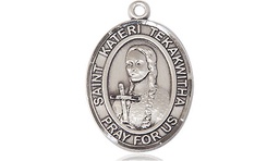 [8438SS] Sterling Silver Saint Kateri Tekakwitha Medal