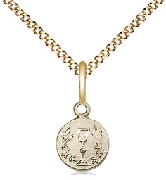 [2515GF/18G] 14kt Gold Filled Communion Chalice Pendant on a 18 inch Gold Plate Light Curb chain