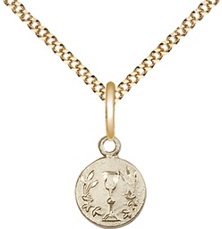 [2515GF/18G] 14kt Gold Filled Communion Chalice Pendant on a 18 inch Gold Plate Light Curb chain