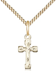 [2519GF/18G] 14kt Gold Filled Cross Pendant on a 18 inch Gold Plate Light Curb chain