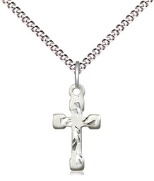 [2519SS/18S] Sterling Silver Cross Pendant on a 18 inch Light Rhodium Light Curb chain