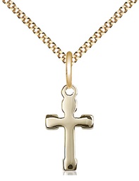 [2520GF/18G] 14kt Gold Filled Cross Pendant on a 18 inch Gold Plate Light Curb chain