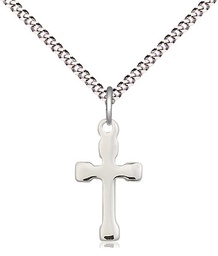 [2520SS/18S] Sterling Silver Cross Pendant on a 18 inch Light Rhodium Light Curb chain