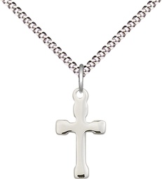 [2520SS/18S] Sterling Silver Cross Pendant on a 18 inch Light Rhodium Light Curb chain