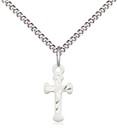[2521SS/18S] Sterling Silver Cross Pendant on a 18 inch Light Rhodium Light Curb chain
