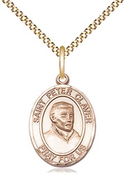 [8442GF/18G] 14kt Gold Filled Saint Peter Claver Pendant on a 18 inch Gold Plate Light Curb chain