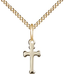 [2522GF/18G] 14kt Gold Filled Cross Pendant on a 18 inch Gold Plate Light Curb chain