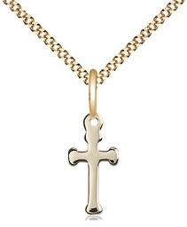 [2522GF/18G] 14kt Gold Filled Cross Pendant on a 18 inch Gold Plate Light Curb chain