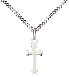 [2522SS/18S] Sterling Silver Cross Pendant on a 18 inch Light Rhodium Light Curb chain