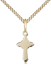 [2524GF/18G] 14kt Gold Filled Cross Pendant on a 18 inch Gold Plate Light Curb chain