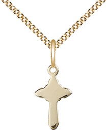 [2524GF/18G] 14kt Gold Filled Cross Pendant on a 18 inch Gold Plate Light Curb chain