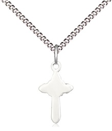 [2524SS/18S] Sterling Silver Cross Pendant on a 18 inch Light Rhodium Light Curb chain