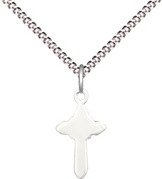 [2524SS/18S] Sterling Silver Cross Pendant on a 18 inch Light Rhodium Light Curb chain
