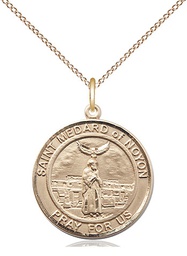 [8444RDGF/18GF] 14kt Gold Filled Saint Medard of Noyon Pendant on a 18 inch Gold Filled Light Curb chain