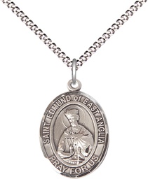 [8445SS/18S] Sterling Silver Saint Edmund of East Anglia Pendant on a 18 inch Light Rhodium Light Curb chain