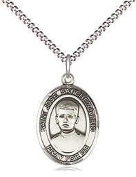 [8446SS/18S] Sterling Silver Saint Jose Canchez del Rio Pendant on a 18 inch Light Rhodium Light Curb chain