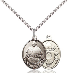 [8451SS/18S] Sterling Silver Pope Francis Pendant on a 18 inch Light Rhodium Light Curb chain