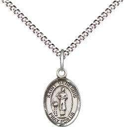 [9038SS/18S] Sterling Silver Saint Genesius of Rome Pendant on a 18 inch Light Rhodium Light Curb chain