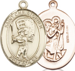 [8500GF] 14kt Gold Filled Saint Christopher Baseball Medal