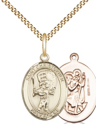 [8500GF/18G] 14kt Gold Filled Saint Christopher Baseball Pendant on a 18 inch Gold Plate Light Curb chain