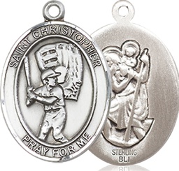 [8500SS] Sterling Silver Saint Christopher Baseball Medal