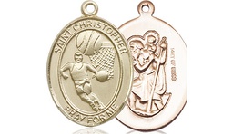 [8502GF] 14kt Gold Filled Saint Christopher Basketball Medal