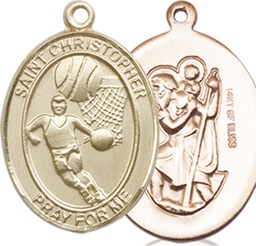 [8502GF] 14kt Gold Filled Saint Christopher Basketball Medal