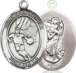 [8502SS] Sterling Silver Saint Christopher Basketball Medal