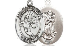 [8502SS] Sterling Silver Saint Christopher Basketball Medal