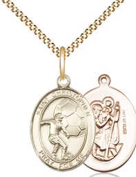 [8503GF/18G] 14kt Gold Filled Saint Christopher Soccer Pendant on a 18 inch Gold Plate Light Curb chain