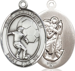 [8503SS] Sterling Silver Saint Christopher Soccer Medal