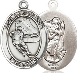 [8504SS] Sterling Silver Saint Christopher Hockey Medal