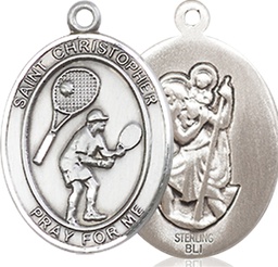 [8505SS] Sterling Silver Saint Christopher Tennis Medal