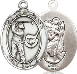 [8506SS] Sterling Silver Saint Christopher Golf Medal