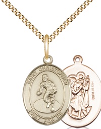 [8508GF/18G] 14kt Gold Filled Saint Christopher Wrestling Pendant on a 18 inch Gold Plate Light Curb chain