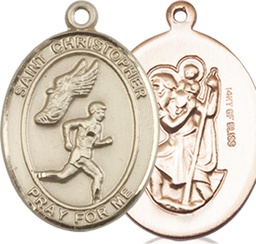 [8509GF] 14kt Gold Filled Saint Christopher Track&amp;Field Medal