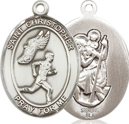 [8509SS] Sterling Silver Saint Christopher Track&amp;Field Medal