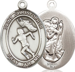 [8510SS] Sterling Silver Saint Christopher Track&amp;Field Medal