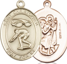 [8511GF] 14kt Gold Filled Saint Christopher Swimming Medal