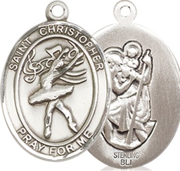 [8512SS] Sterling Silver Saint Christopher Dance Medal