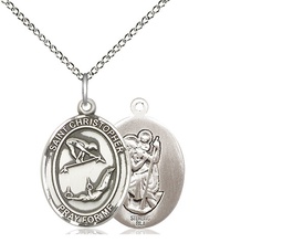 [8513SS/18SS] Sterling Silver Saint Christopher Gymnastics Pendant on a 18 inch Sterling Silver Light Curb chain