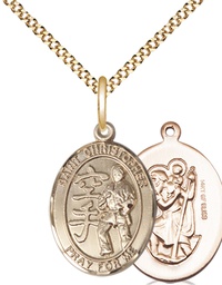 [8515GF/18G] 14kt Gold Filled Saint Christopher Karate Pendant on a 18 inch Gold Plate Light Curb chain