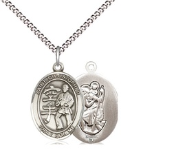 [8515SS/18S] Sterling Silver Saint Christopher Karate Pendant on a 18 inch Light Rhodium Light Curb chain