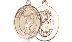 [8516GF] 14kt Gold Filled Saint Christopher Lacrosse Medal