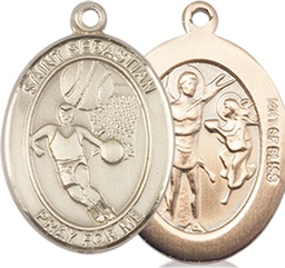 [8602GF] 14kt Gold Filled Saint Sebastian Basketball Medal