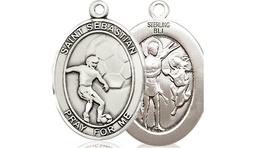 [8603SS] Sterling Silver Saint Sebastian Soccer Medal